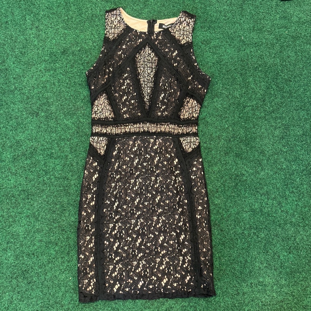 Missguided Black and Cream Lace Mini Dress